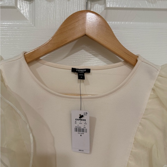 Express Cream Ruffle Accent Blouse - Picture 2 of 3